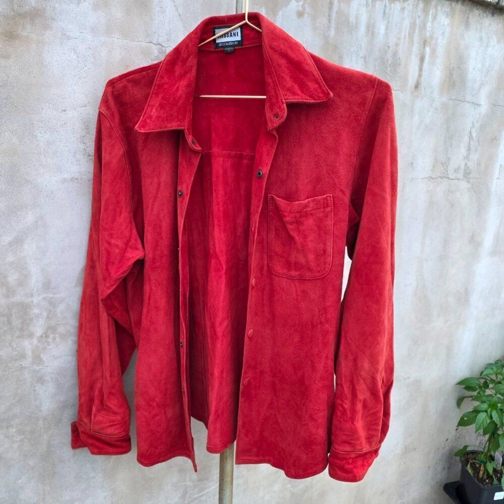 Missani le collezioni suede leather shirt red
